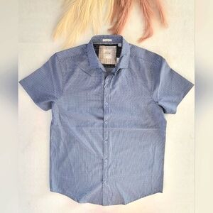 Essex Crossing Men's‎ Powder  Blue Stretch Short Sleeve Button-Up Shirt Size S